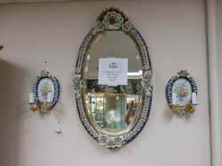 Italian Porcelain Mirror/Sconces $5,200- DLR 102